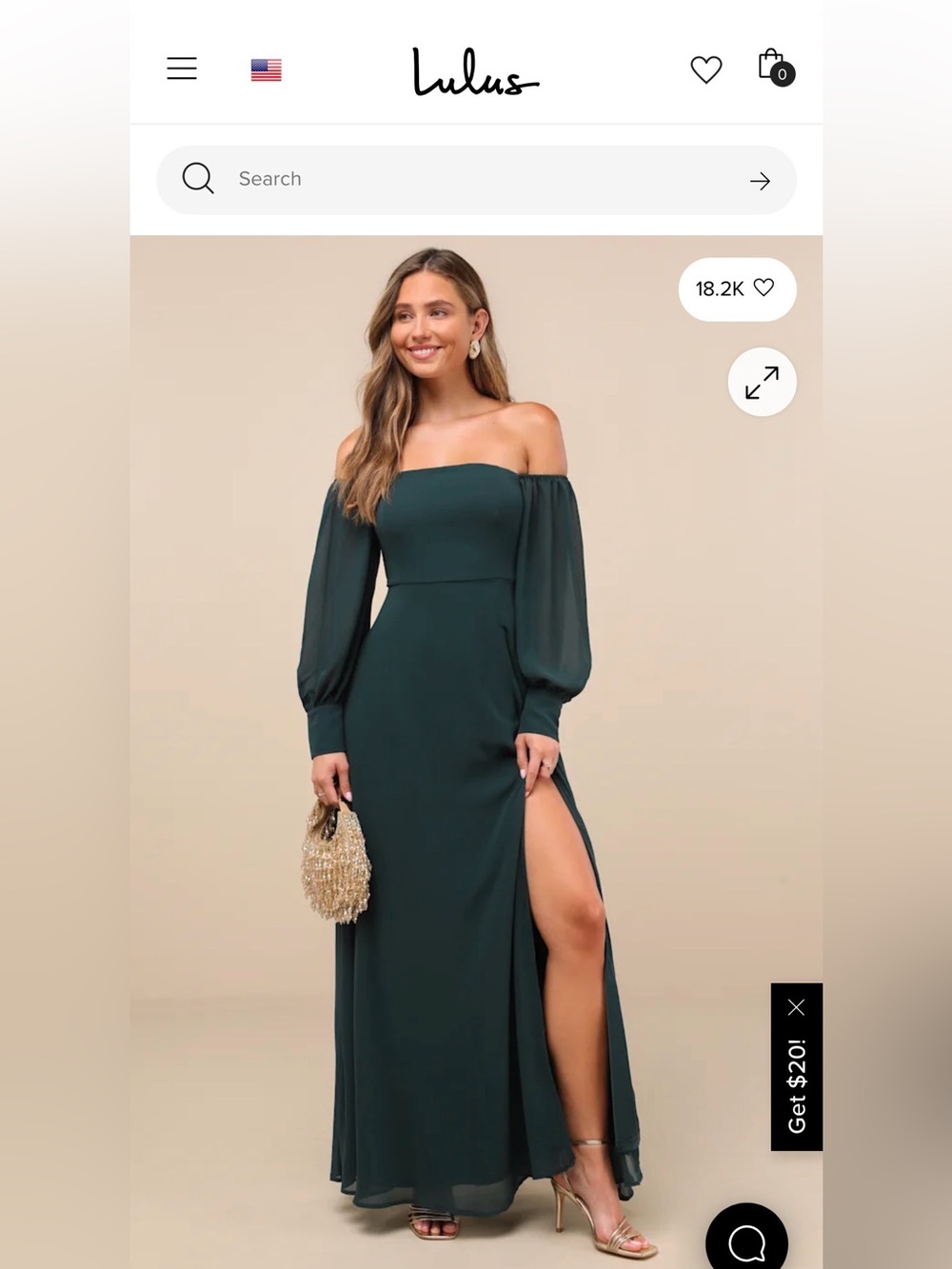 Lulu's Feel the Romance Off The Shoulder Maxi Dress